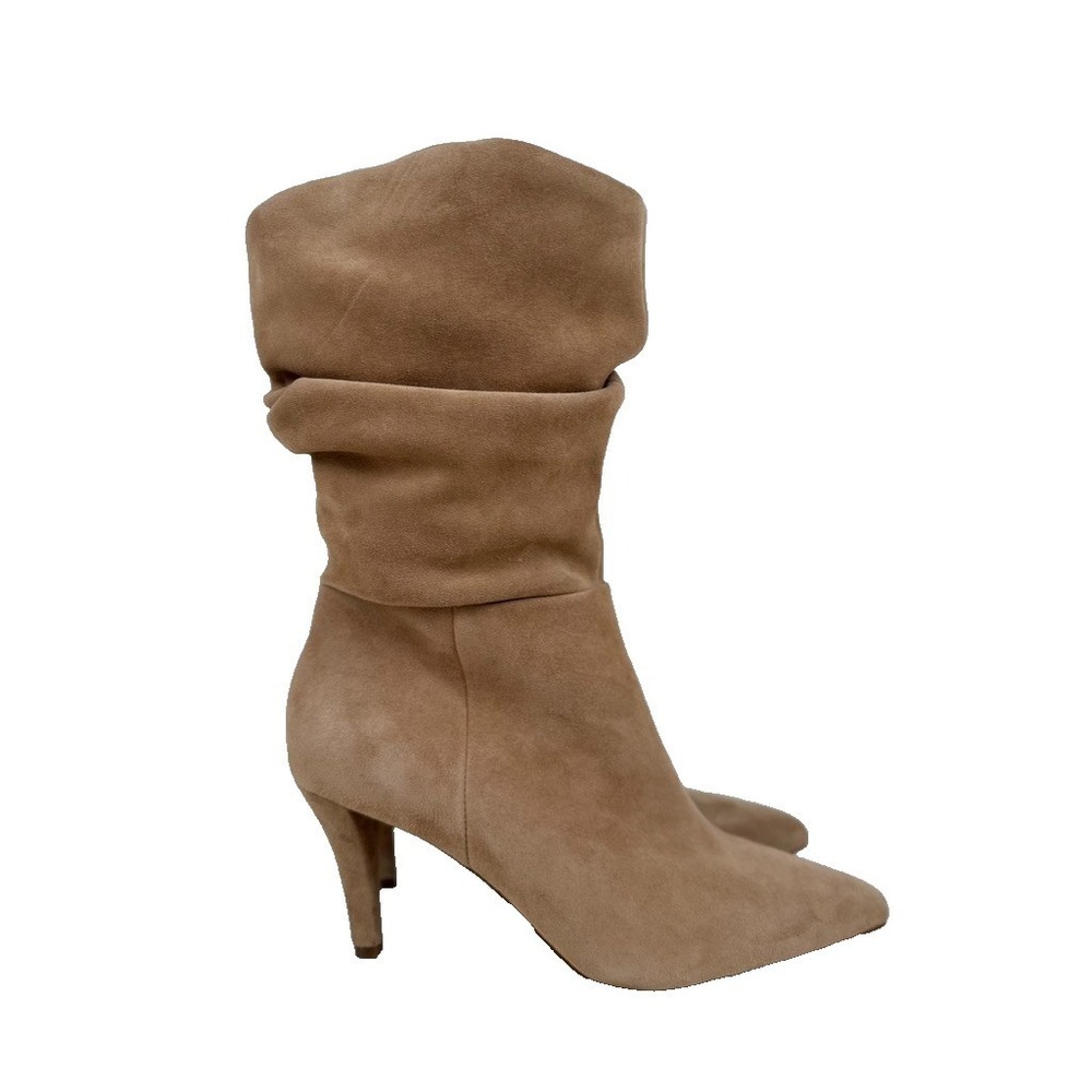 Vince Camuto Sonbela Suede‎ Slouch Ankle Boots Women's 9M Tan Pointed Toe Zip